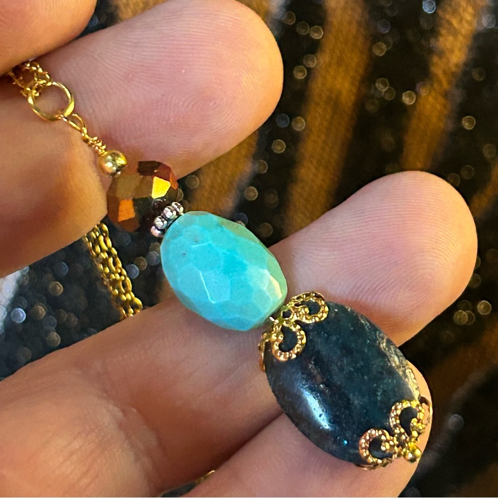 Handcrafted genuine sodalite crystal drop pendant on chain necklace